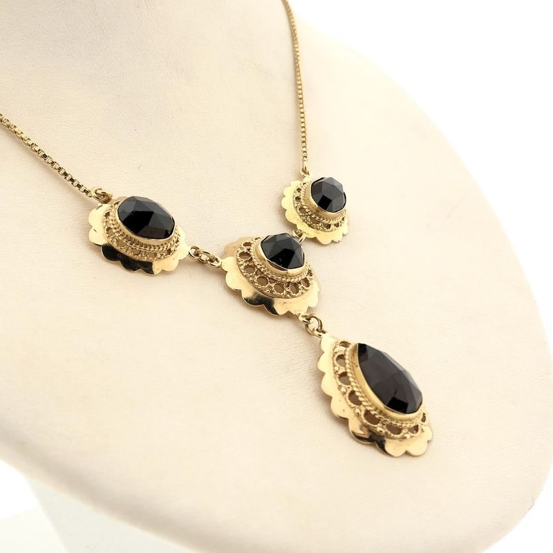Image 8 of Antique gold necklace with garnet stones | 45 cm