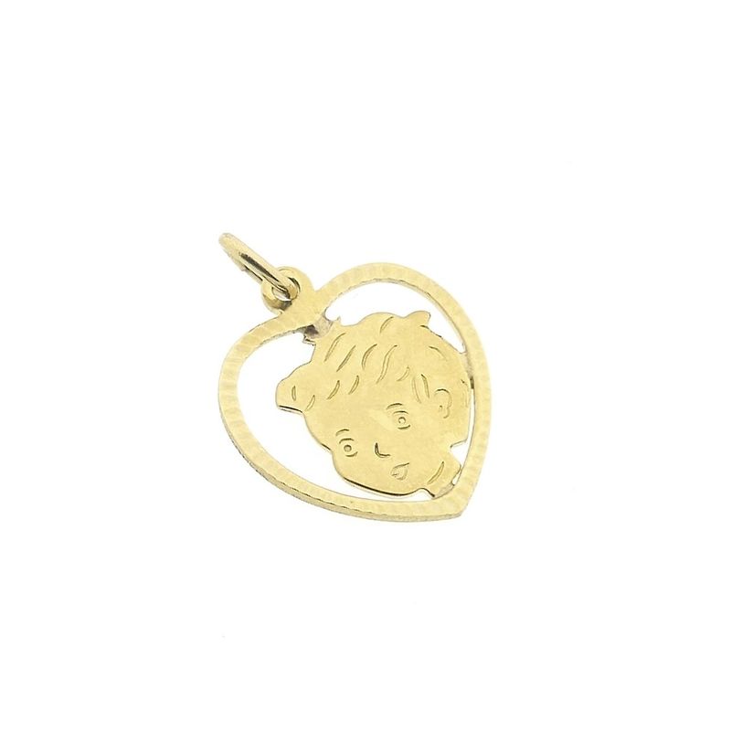 Image 7 of Gold pendant of a heart with a boy's head