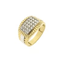 Two-tone gold Rolex President band ring with zirconia