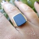 Image 8 of Gold signet ring with blue layered stone