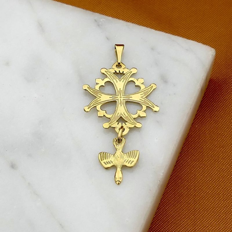 Image 2 of Gold pendant of a Huguenot cross