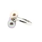 Image 5 of White gold ring with pearl and diamonds; 0.06 ct.