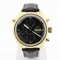 IWC Pilot Double Chronograph; 18k. Men's watch with split seconds