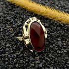 Image 2 of Gold Ring with Carnelian; 14 Karat; Size 17.75
