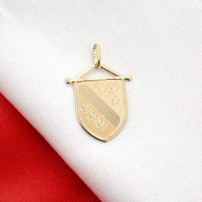 Gold pendant of a family crest flag with French lilies Image 2 of Gold pendant of a family crest flag with French lilies