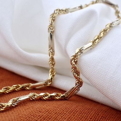 Image 2 of Two-tone gold Figarope link chain; Cento Group