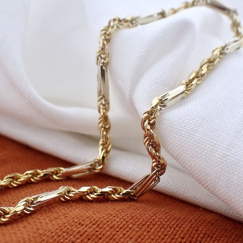 Image 2 of Two-tone gold Figarope link chain; Cento Group