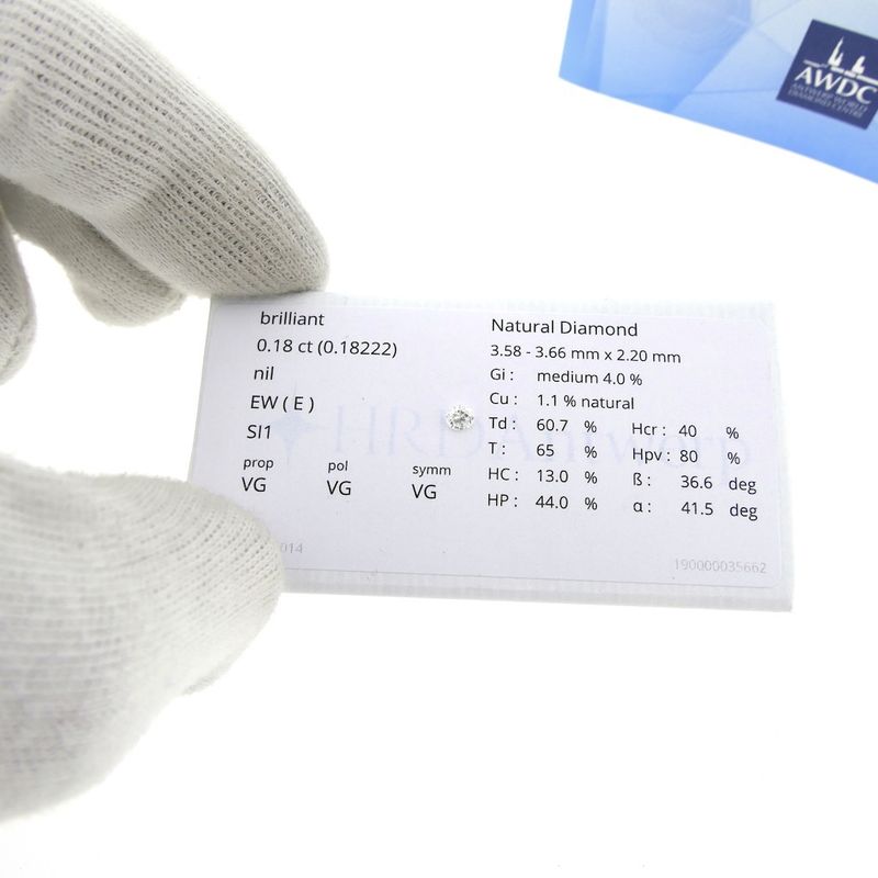 Image 11 of 0.18 ct. Brilliant cut diamond E/SI1 + HRD Certificate - Natural diamond