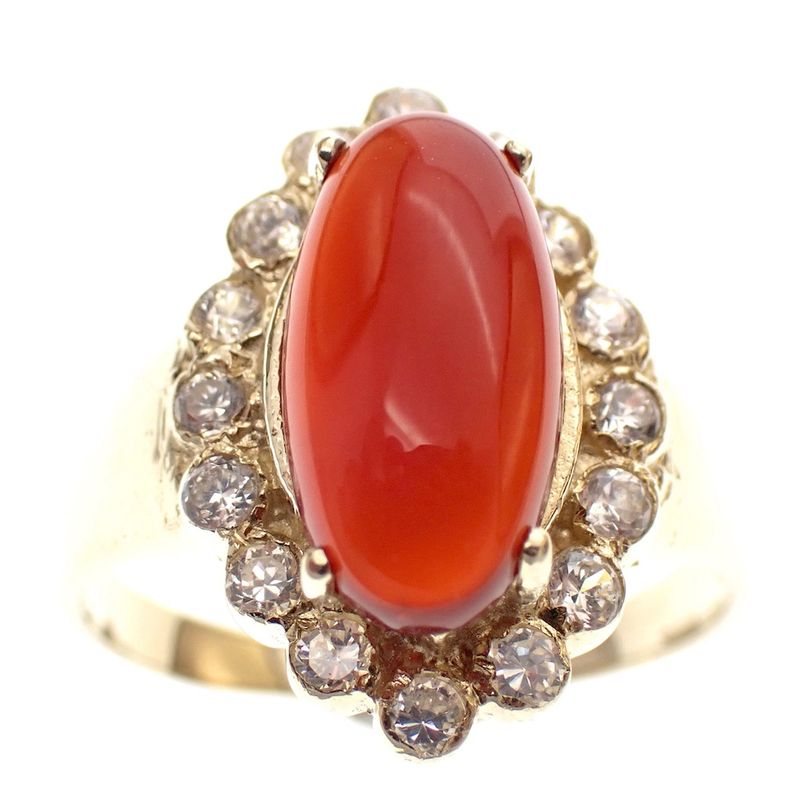 Image 3 of Gold ring with fire opal and zirconia