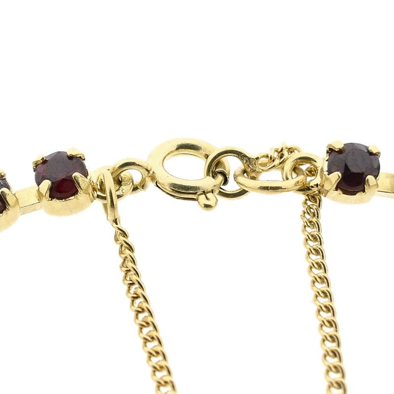 Afbeelding 5 van Vintage gouden armband met granaat | 18,5 cm