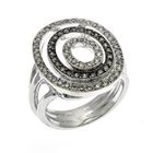 Image 1 of 18 K. White gold ring with white & black diamonds 0.72 ct.