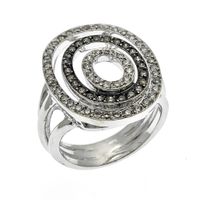 18 K. White gold ring with white & black diamonds 0.72 ct.