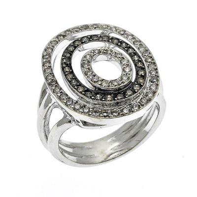 Image 1 of 18 K. White gold ring with white & black diamonds 0.72 ct.
