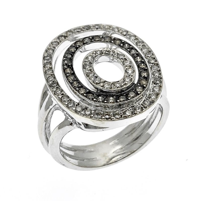 Image 1 of 18 K. White gold ring with white & black diamonds 0.72 ct.