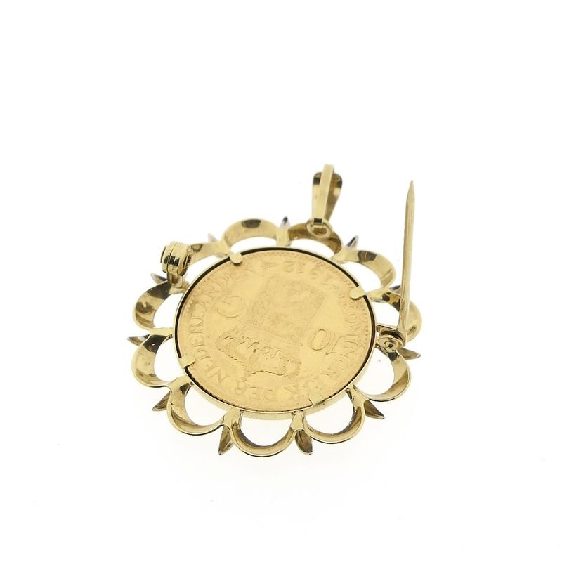 Image 6 of Gold pendant/brooch of 10 guilder coin Queen Wilhelmina 1912