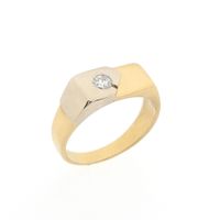 Two-tone gold men's ring with diamond; 0.18 ct.