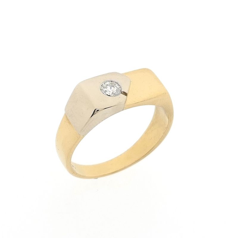 Image 1 of Two-tone gold men's ring with diamond; 0.18 ct.