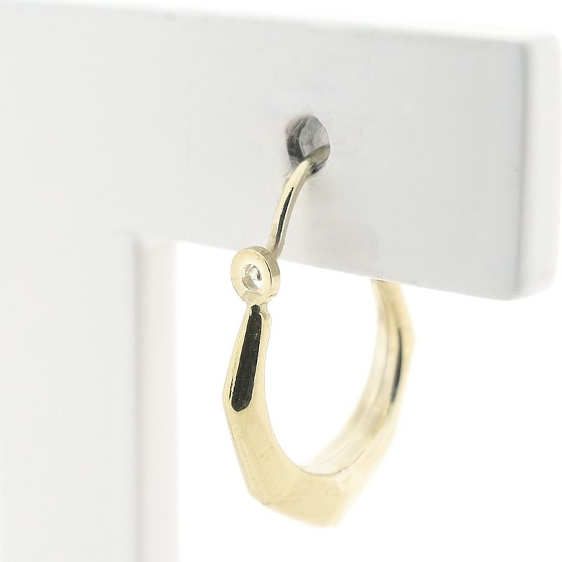 Image 5 of Gold faceted hoop earrings; Ø 12.3 mm