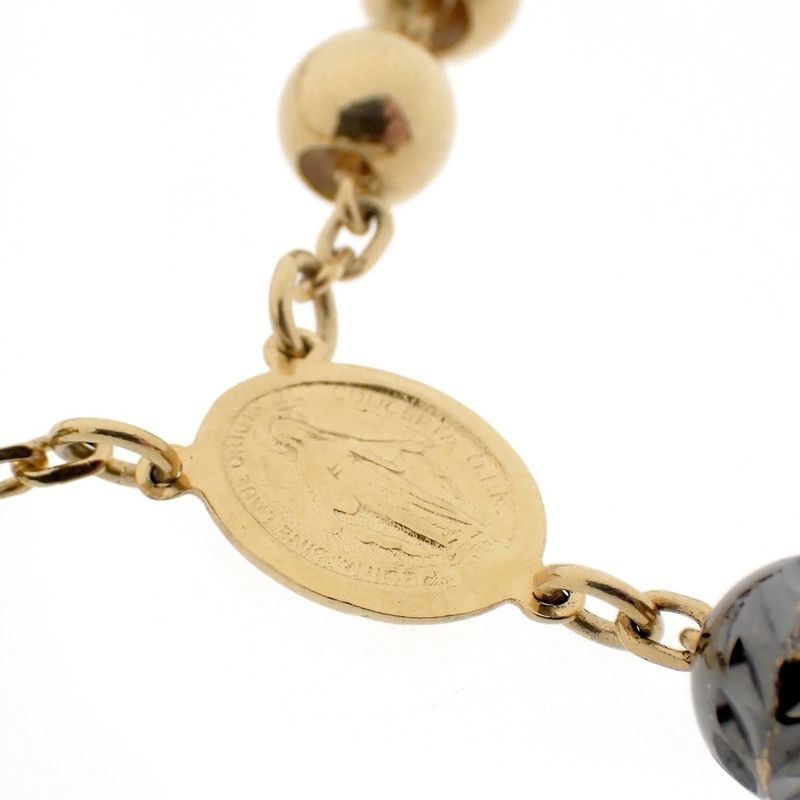 Image 7 of Gold rosary necklace with patinated beads