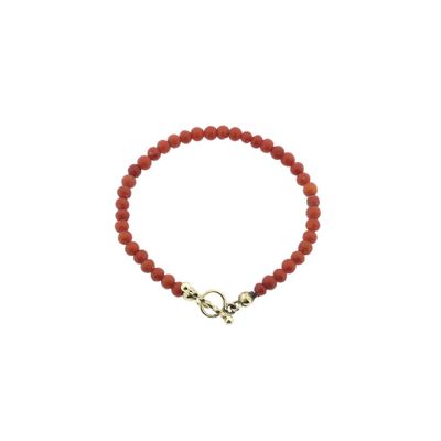 Image 2 of Red coral bead bracelet with gold clasp; Children's bracelet