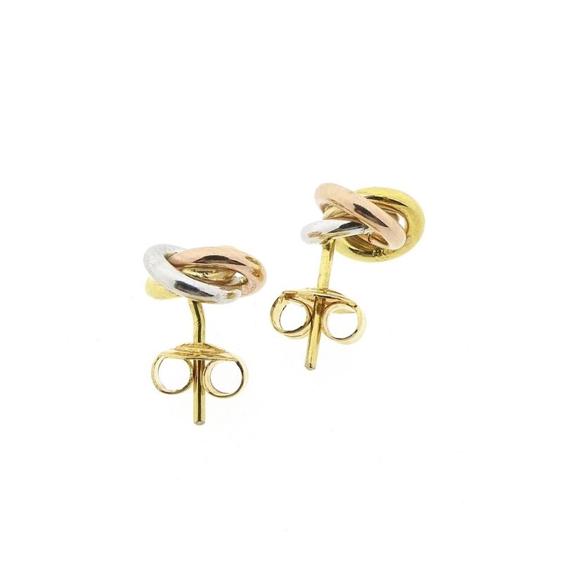 Image 4 of Tricolor gold stud earrings