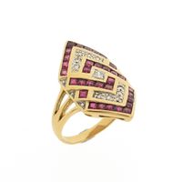 18 carat gold ring with ruby ​​and zirconia