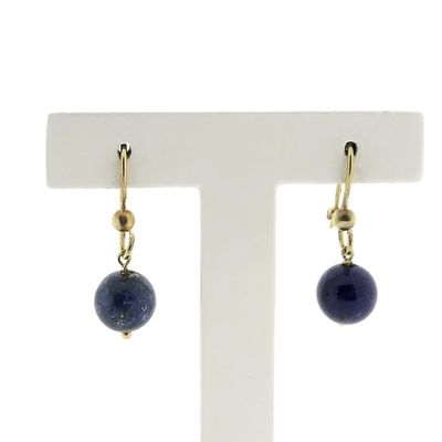 Image 1 of Gold earrings with lapis lazuli | Vintage