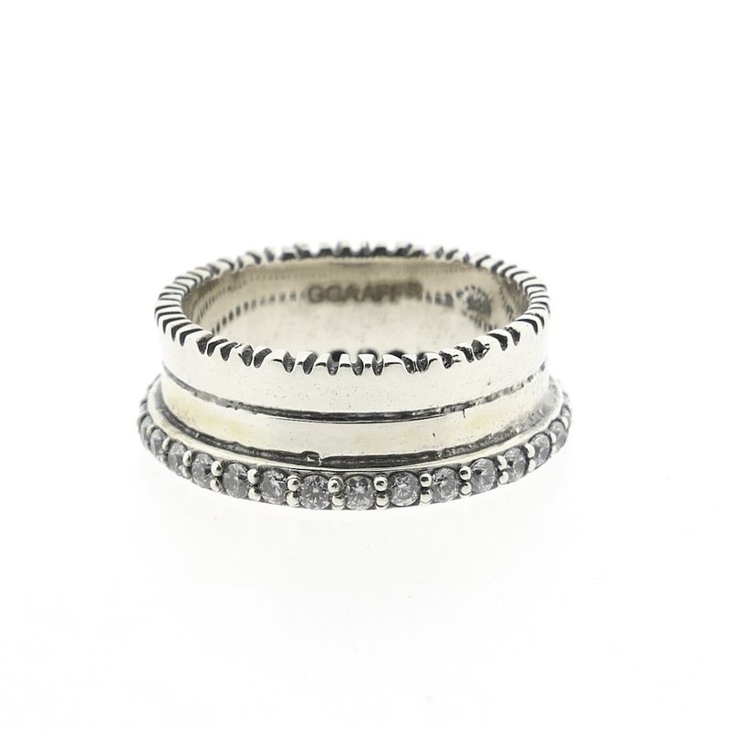 Image 2 of Silver wide ring with zirconia; GGAAFF