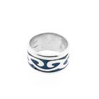 Image 3 of Bombarie silver ring with tribal and blue enamel