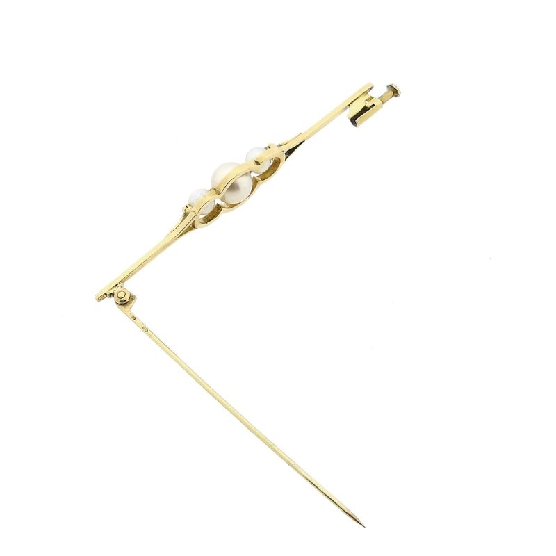 Image 8 of Vintage Gold Brooch with Cultured Pearls