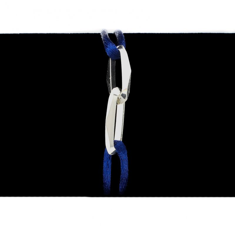 Image 8 of Forever Knots® Handmade Blue Satin Bracelet with Silver Link