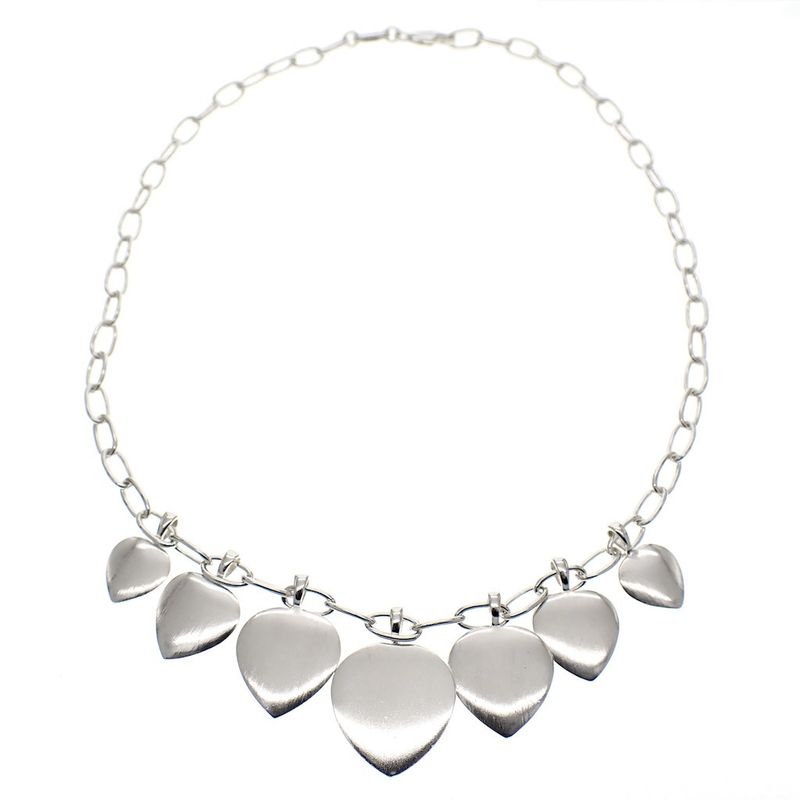 Image 1 of Silver anchor link necklace with hearts; ESPRIT