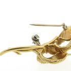 Image 8 of Gold brooch of leaves with sapphire