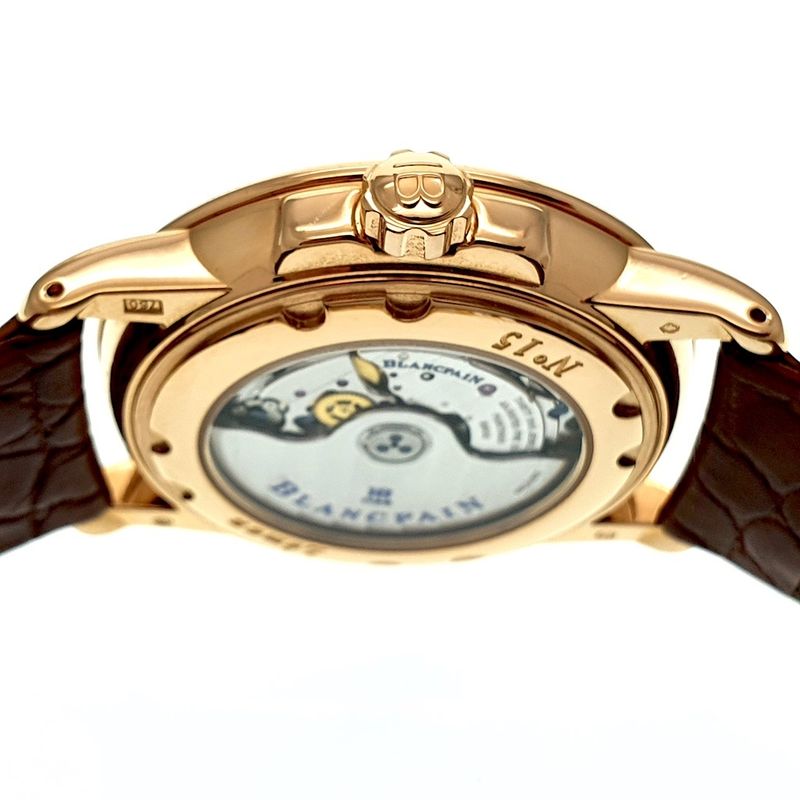 Image 7 of Blancpain Leman Dual Time; 18k rose gold men's watch