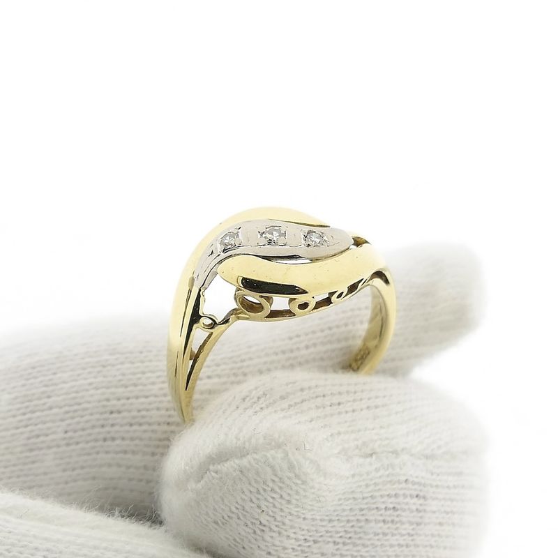 Image 6 of Two-tone gold ring with diamond; 0.06 ct.