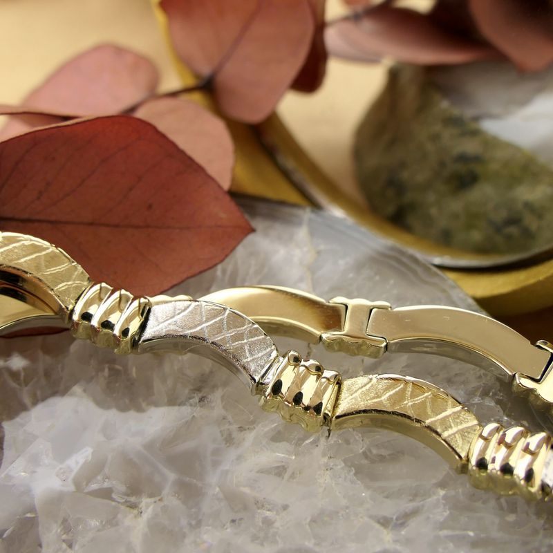 Image 2 of Two-tone gold fantasy link necklace