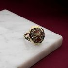 Image 2 of Gold Ring with Moss Agate; 14 Karat; Size 20.5