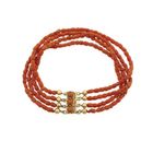Image 3 of Blood coral bead bracelet with gold clasp; Antique | 20 cm
