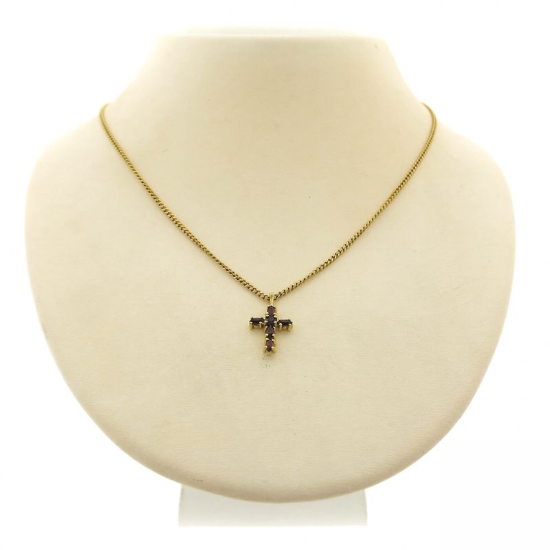 Image 5 of Gold cross pendant with garnet stones