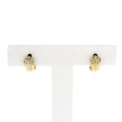 Image 1 of Bicolor gold stud earrings with diamonds; 0.03 ct.