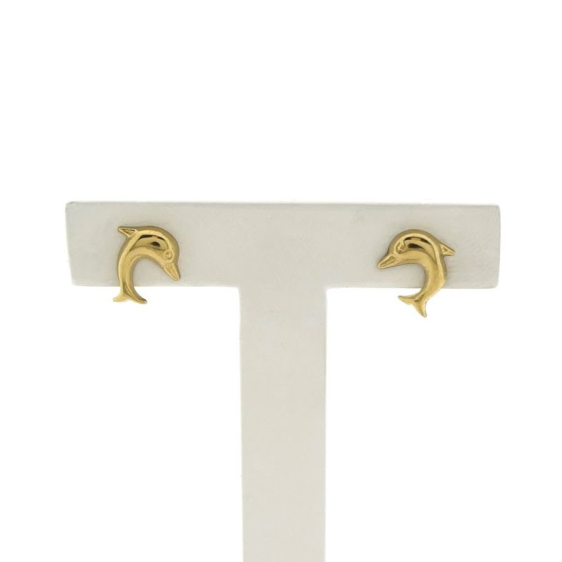 Image 1 of Golden dolphin stud earrings