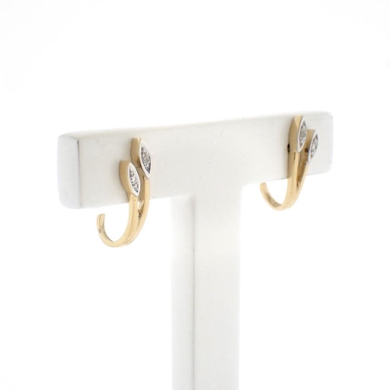 Image 3 of Bicolor gold stud earrings with diamond | 0.01 ct.