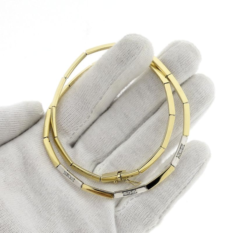 Image 8 of Two-tone gold necklace with diamond; 0.09 ct.