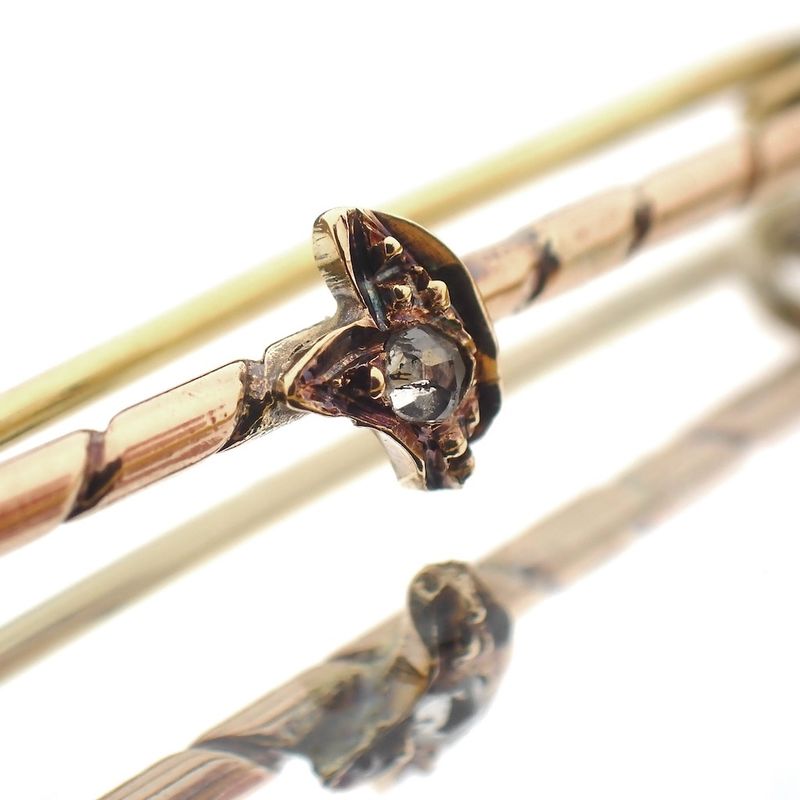Image 2 of Antique rose gold brooch with diamond