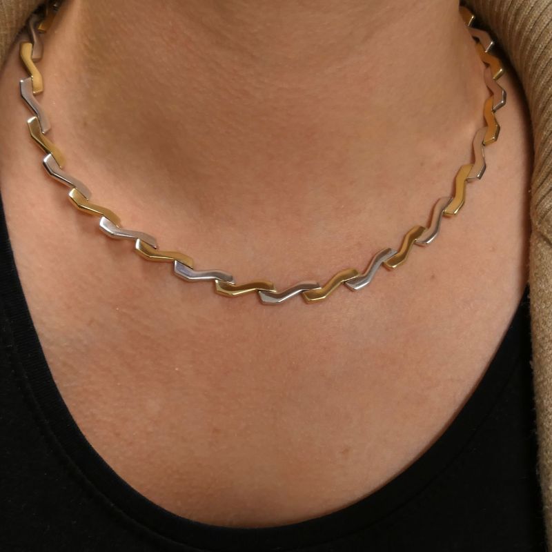 Image 10 of Bicolor Gold Fantasy Link Necklace