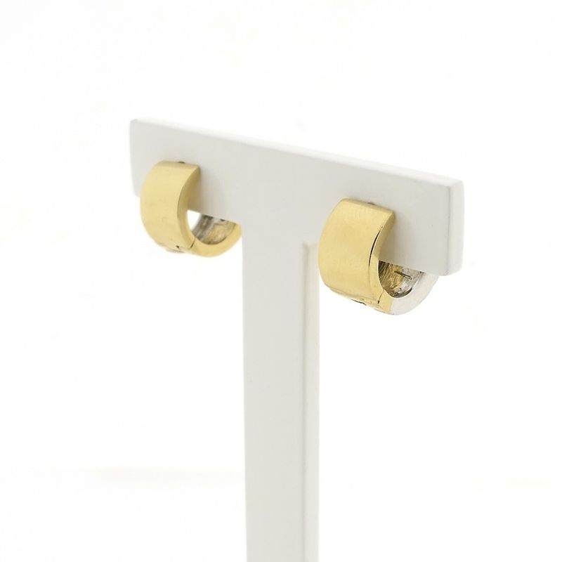 Image 3 of Two-tone gold hoop earrings with diamonds; Ø 13.3 mm