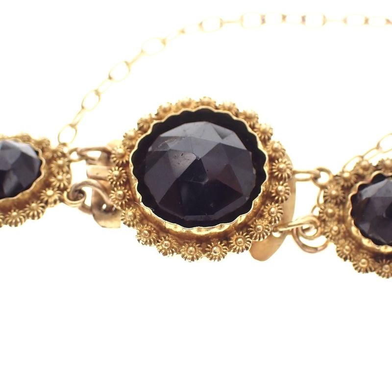 Image 3 of Antique gold boat bracelet with garnet