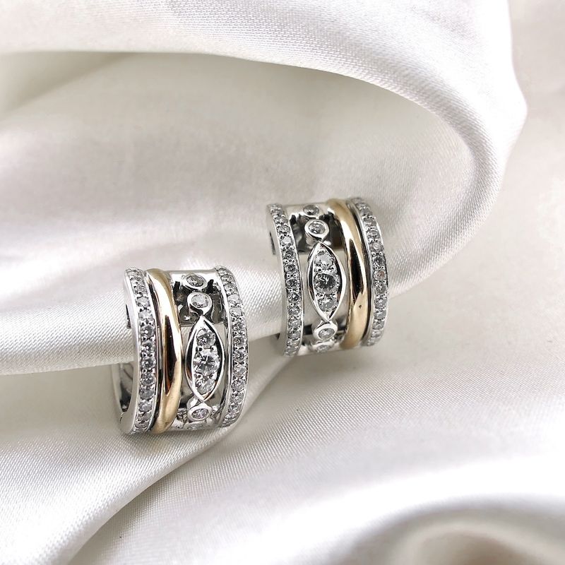 Image 6 of Two-tone gold AL CORO earrings with 0.50 ct. diamonds.