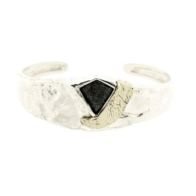 Image 1 of Two-tone bracelet with raw onyx | Ø 58.5 mm