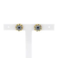 Gold stud earrings with hematite